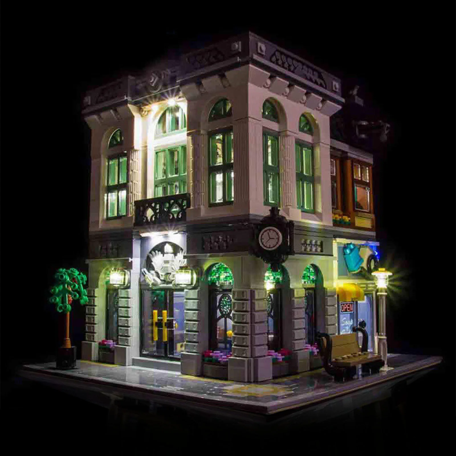 Kit d'éclairage LED Compatible avec les blocs de construction Lego 10251 Brick Green Bank (modèle non inclus)