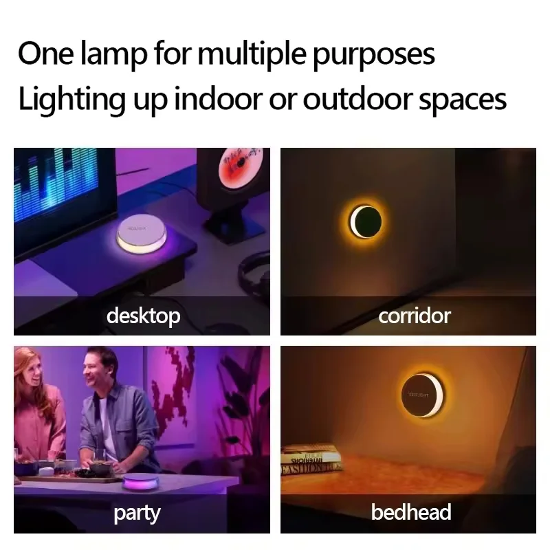 Yeelight Motion Sensing Color Nightlight RGB Human Motion Sensor Magnetic Light Bedroom Sleep Atmosphere Lamp Type-C Charging