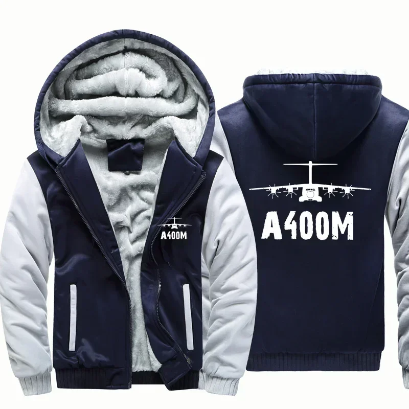

A400M New Aviation Pilots Men Coat Jackets Flight Wool Fleece Warm Zipper Hooded Thick Hoodies Sweatshirts