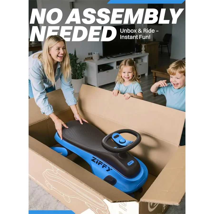 45W 5,5A oplichtende elektrische wiebelwagen met pedaal, oplaadbare batterij, 2-in-1 schommelauto, 2-speed ritsspeelgoed, anti-rollover, Fl