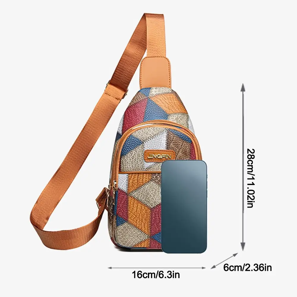 Bolsa de peito de couro macio Grande capacidade, Bolsa crossbody multi-bolso, Sacos PU, Sacos de ombro costura