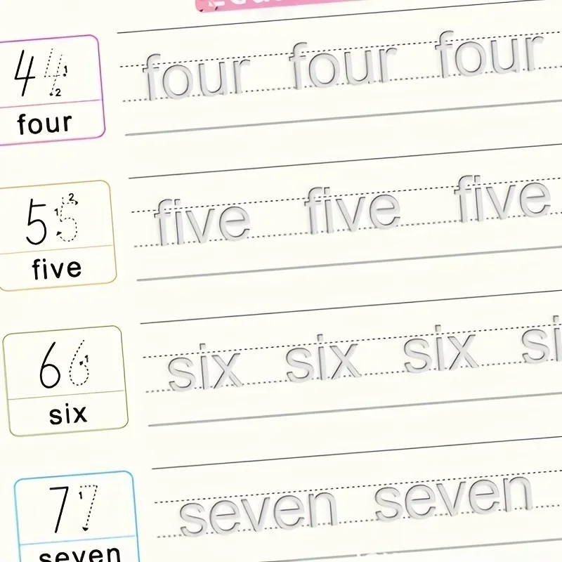 4Pcs/Pack Large Reusable Handwriting Practice Copybook Comfy Tracing Sight Words Grooves Magic Practice Workbook Christmas Gift