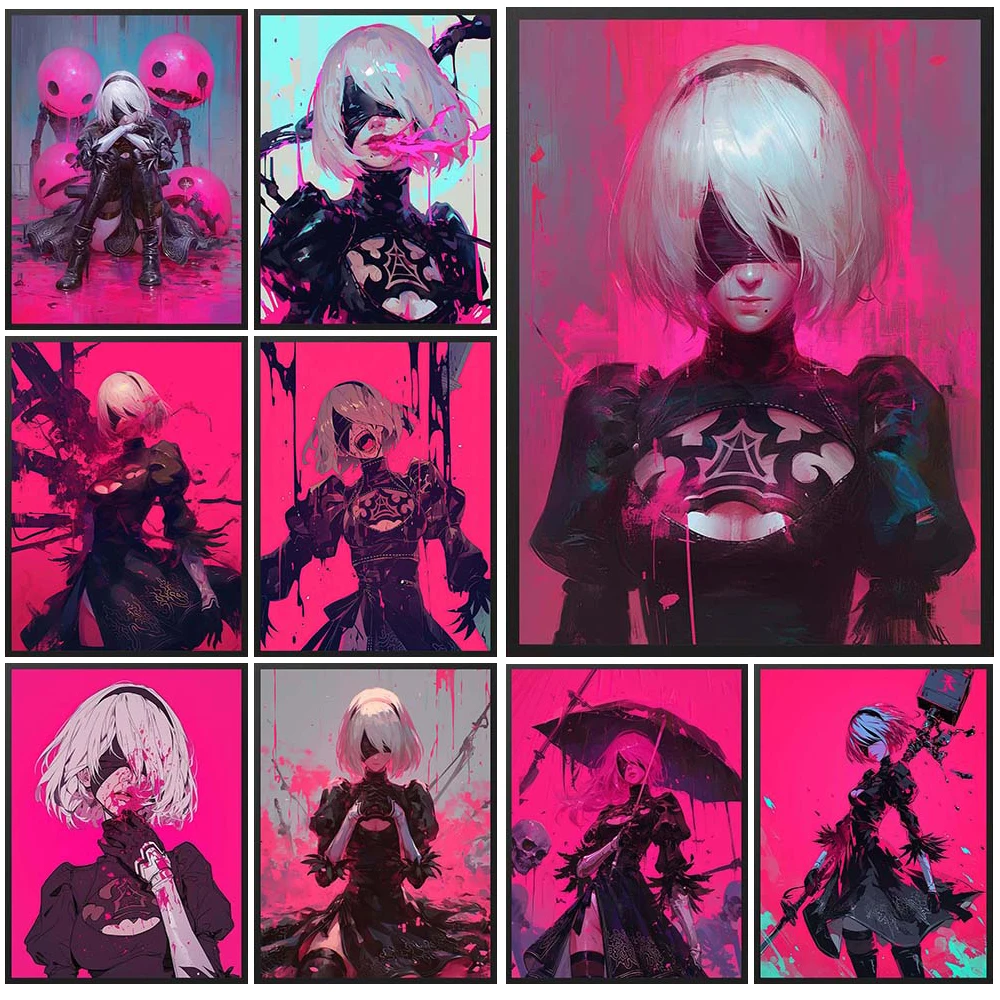 

Illustration Girl Cartoon Woman Anime Poster Wall Art Canvas Painting Posters Home Decor Wall Pictures For Living Room Unframed