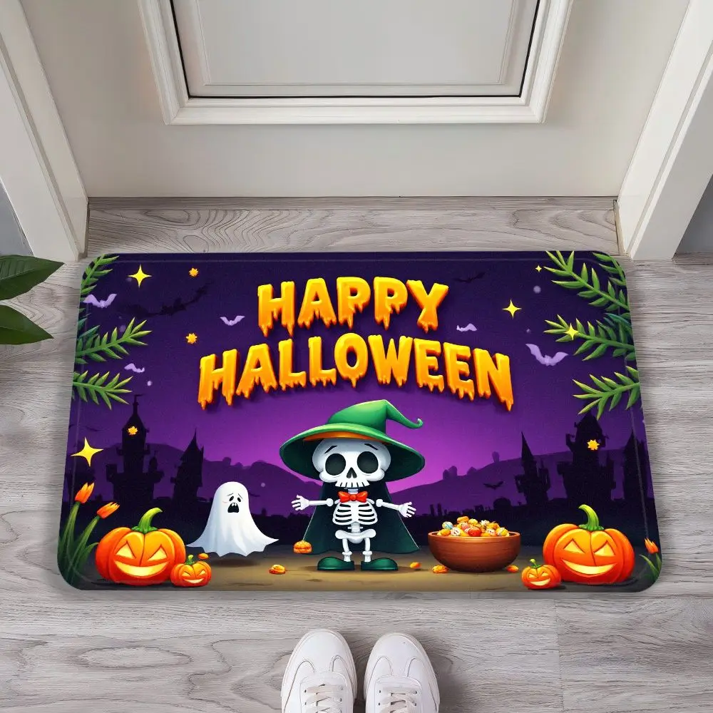 

VIKAMA Halloween Entrance Bathroom Door Special Anti Slip And Stain Resistant Floor Mat For Toilet Carpet Home Decoration