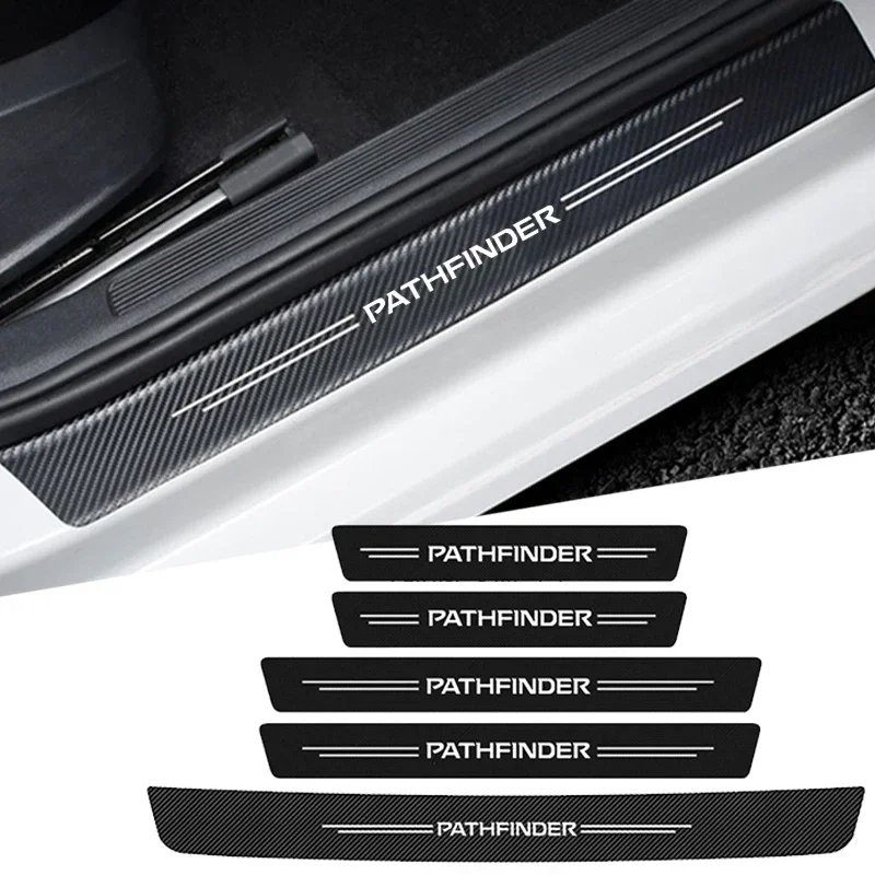

Carbon Fiber Car Door Sill Threshold Anti Protective Stickers Decals for Nissan Pathfinder Rear Trunk Bumper Anti Scratch Strips