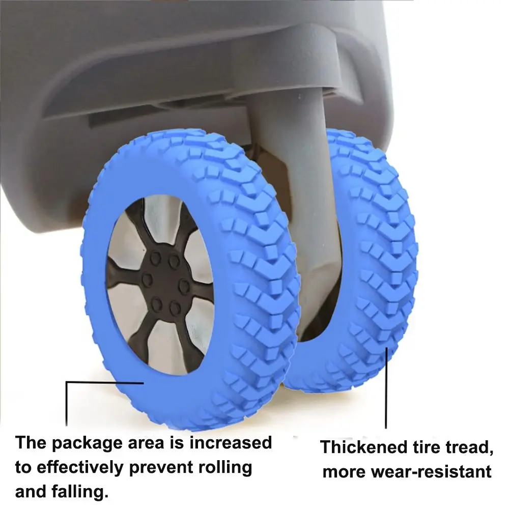 8PCS Thick Silicone Luggage Wheel Protection Cove, Soft and Silent, Suitable for Handcarts, Boxes, Stools, and Wheel Accessories