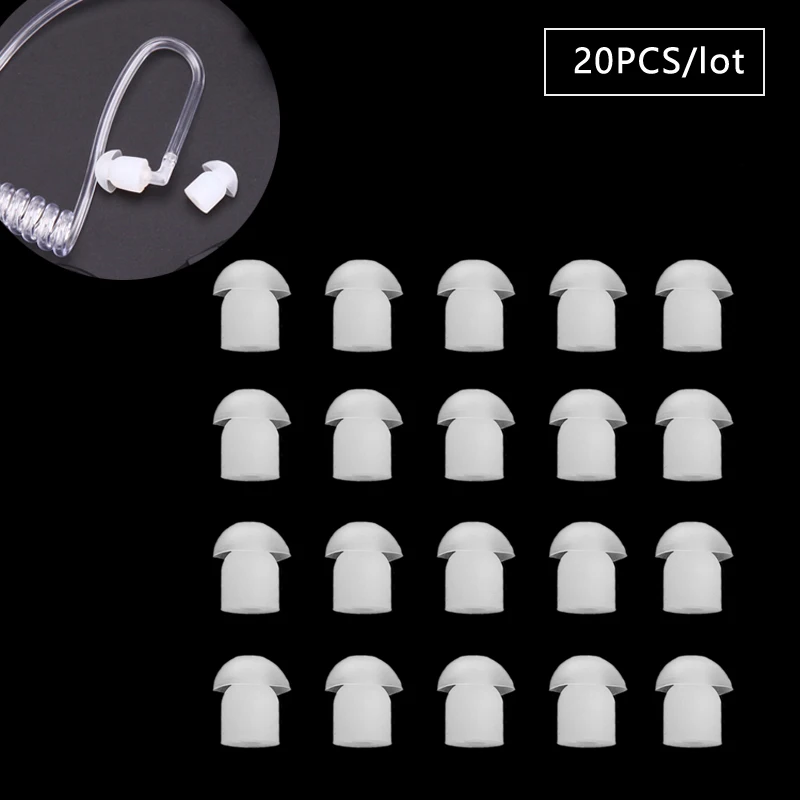 20 * Wymienne silikonowe gumowe grzybki douszne Końcówki douszne Słuchawki douszne do akustycznej cewki FBI Air Tube Style PTT Mic Słuchawki Zestaw słuchawkowy