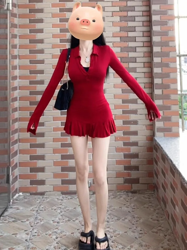 Jurken Damesjurk met lange mouwen Bruidsmeisje Lente Mesh Polka Dot Geborduurde pofmouwen Tailleloos Oversized Zoete meisjesstijl