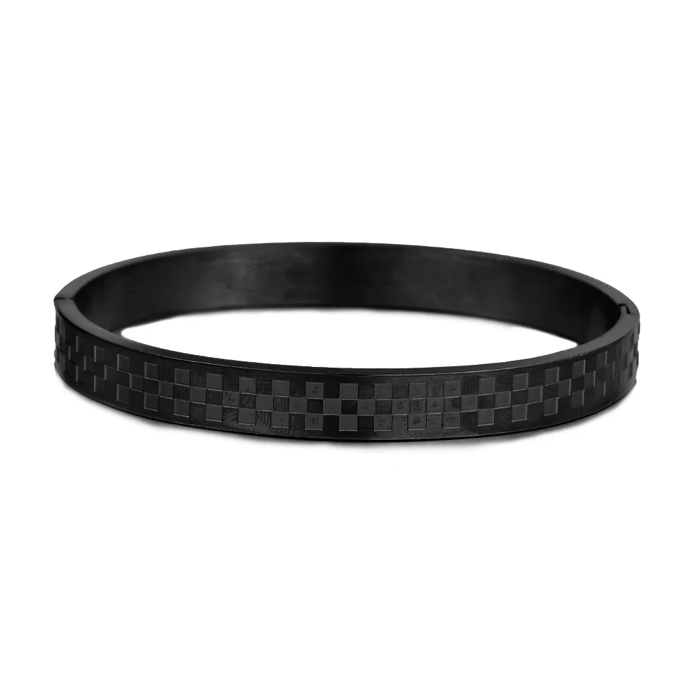 2024 Trendy Golden Bracelets Frosted Grid Silvery Black Classical Bangle For Men&Women Charm Fashion Jewelry Retro Style