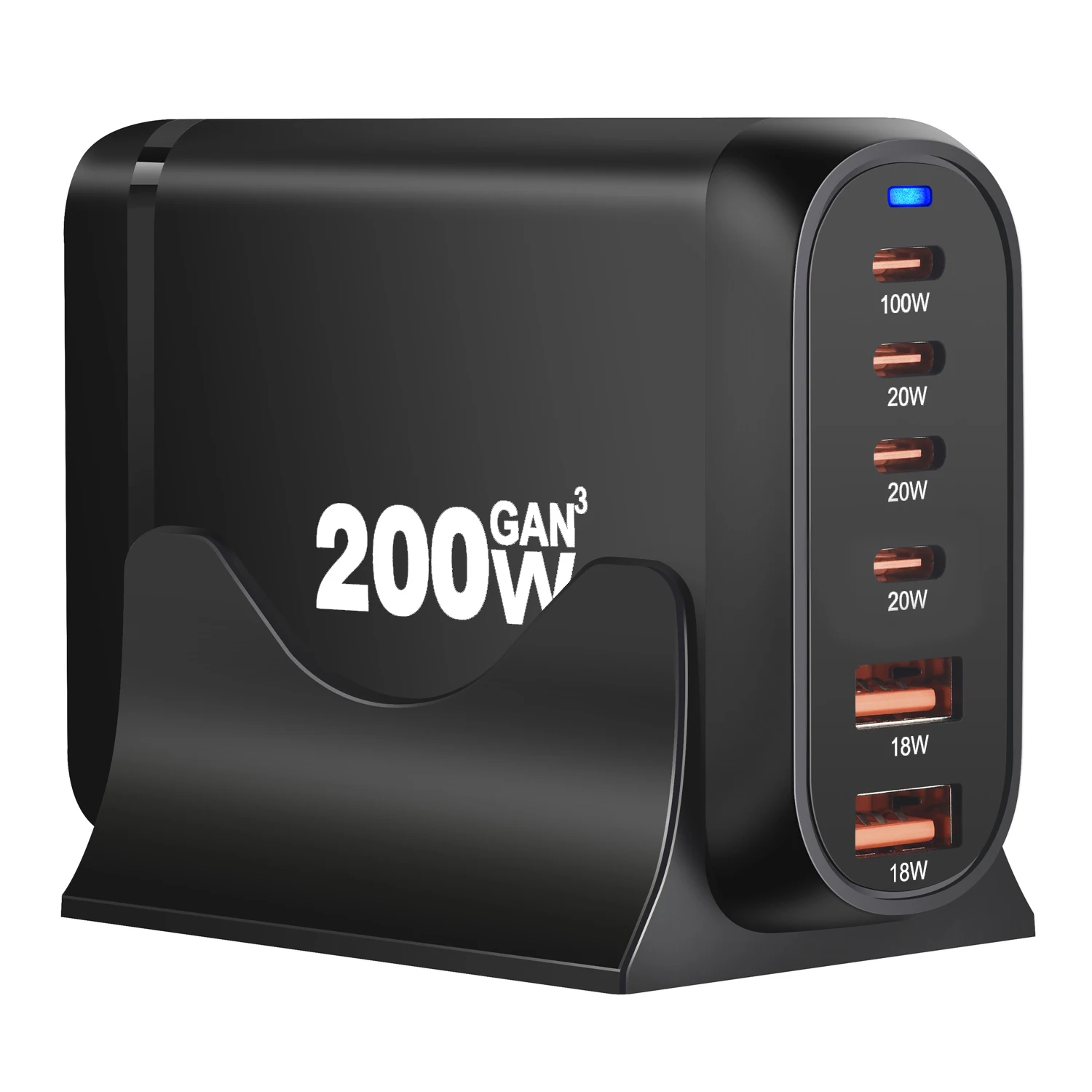200W GaN Desktop Charger 6-port USB Type C PD Charger Fast Charge 3.0 Fast Charger Mobile USB Universal