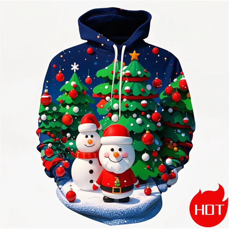 

Fashion 3D Printed Merry Christmas Hoodies Santa Xmas Snowflakes Graphic Hooded Sweatshirts Christmas Ornament Mens Clothing Top