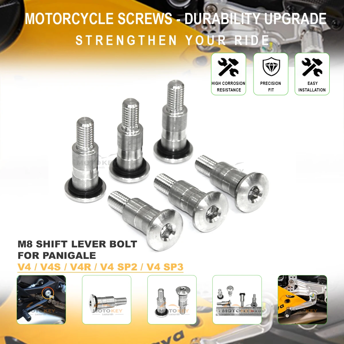 

For DUCATI Panigale V2 V4 899 959 1199 1299/S/R 1260 950/S 1200 Foot Brake Pedal Screw Gear Shift Lever Bolt 304 stainless steel