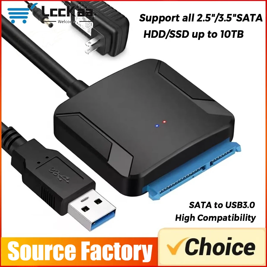 USB 3.0 To SATA III Cable Adapter Hard Drive Sata Converter for 2.5" 3.5" SSD HDD Hard Drive Disk Compatible with 2.5/3.5 Inch