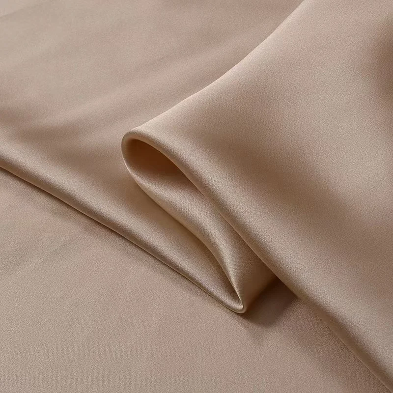 HYSK 100% Pure Silk Satin Fabric Natural Brown caramel army green Organic Genuine charmeuse Duchess by Meter for gown pajamas