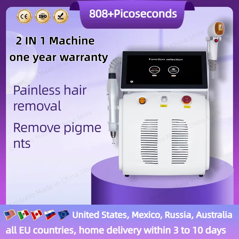 Professional 4000W Diode Freezing Point Painless Hair Removal Picosecond Tattoo Removal 2-In-1 Machine.