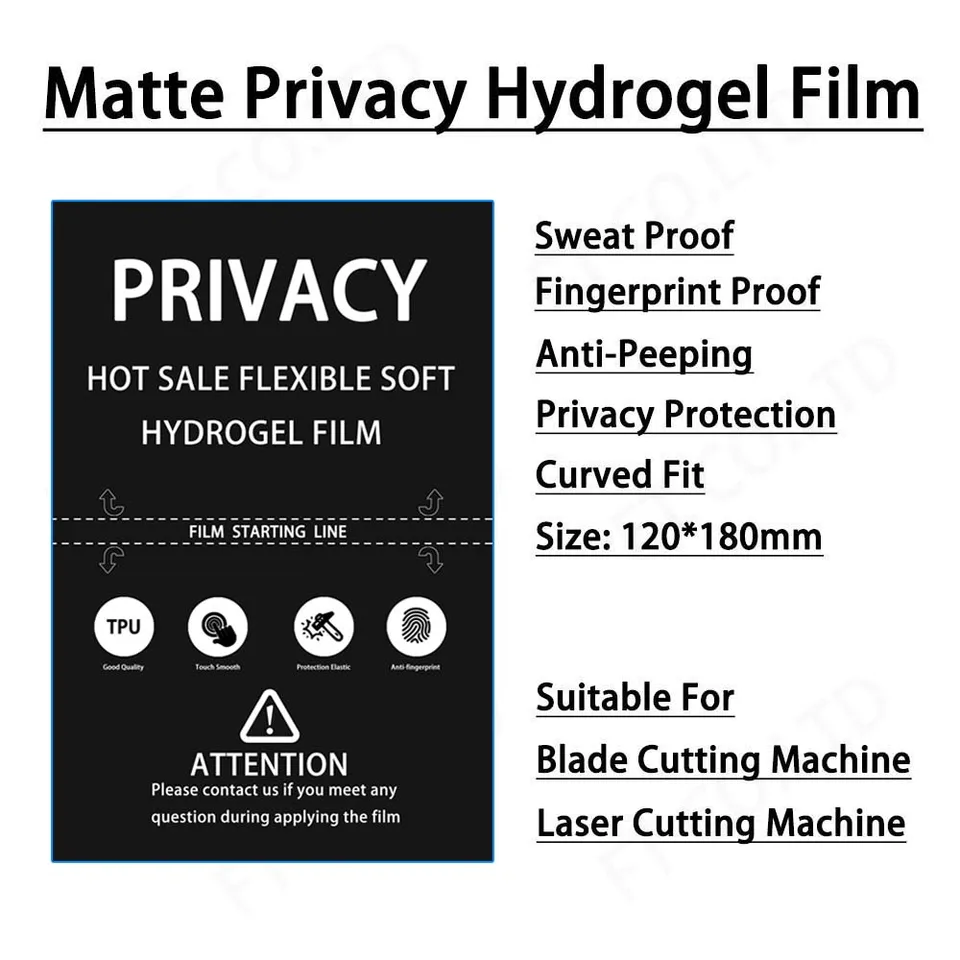 50 piezas de película de privacidad TPU HD mate anti-espionaje para protector de pantalla LCD, universal para todos los teléfonos móviles, máquina de corte y protección 2