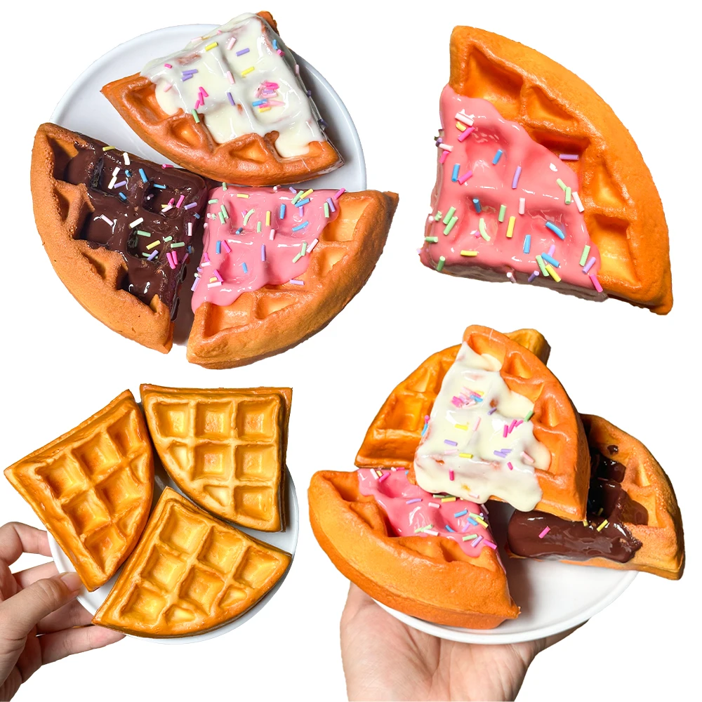 Artificial Fake Cake Food Simulation Realistic Imitation Faux Waffle Cake Replica Pastries Dessert for Decoration Display Props