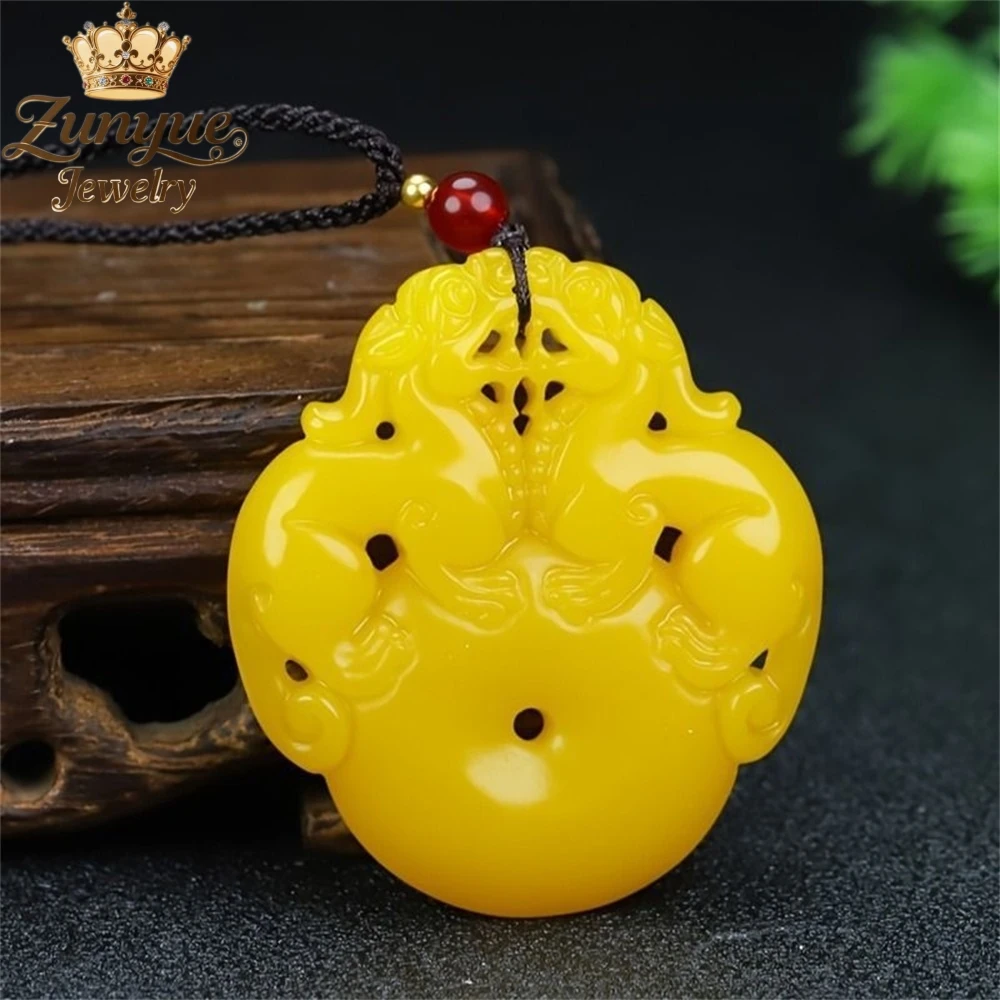 High-End Natural Yellow Dragon Jade Attracting Wealth Achieving Good Fortune Pi Xiu Peace Lucky Pendant Popular Fashion Jewelry