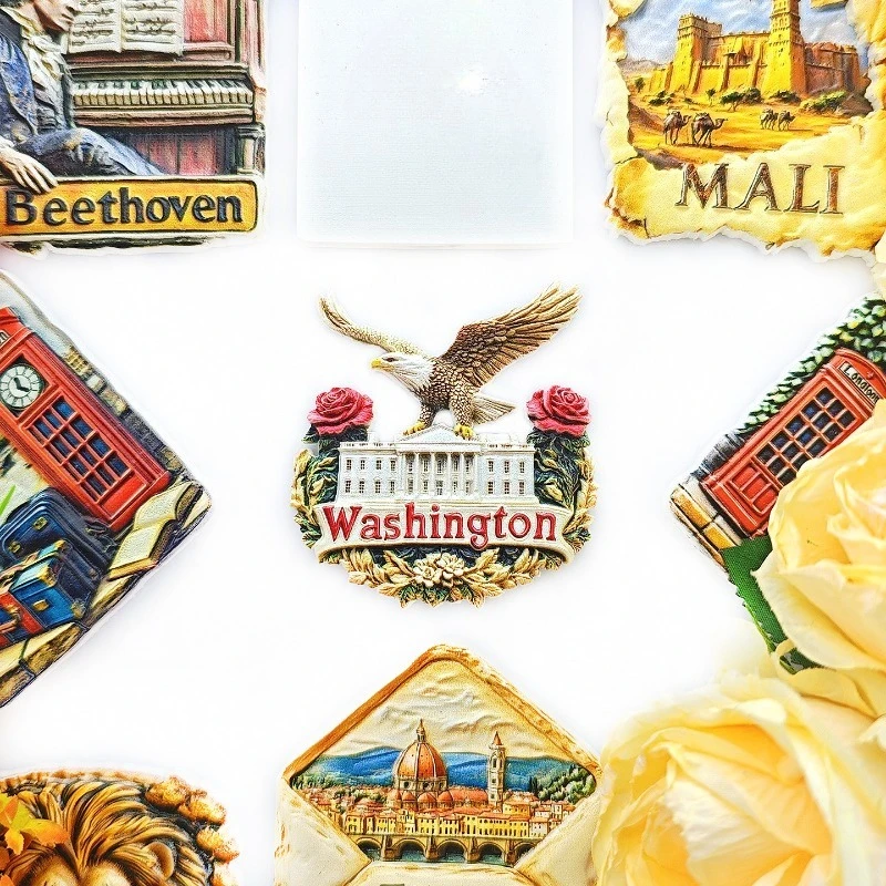 Washington White House Eagle Fridge Magnet - 3D US Capitol Souvenir Presidential Seal Decor Unique American Gift