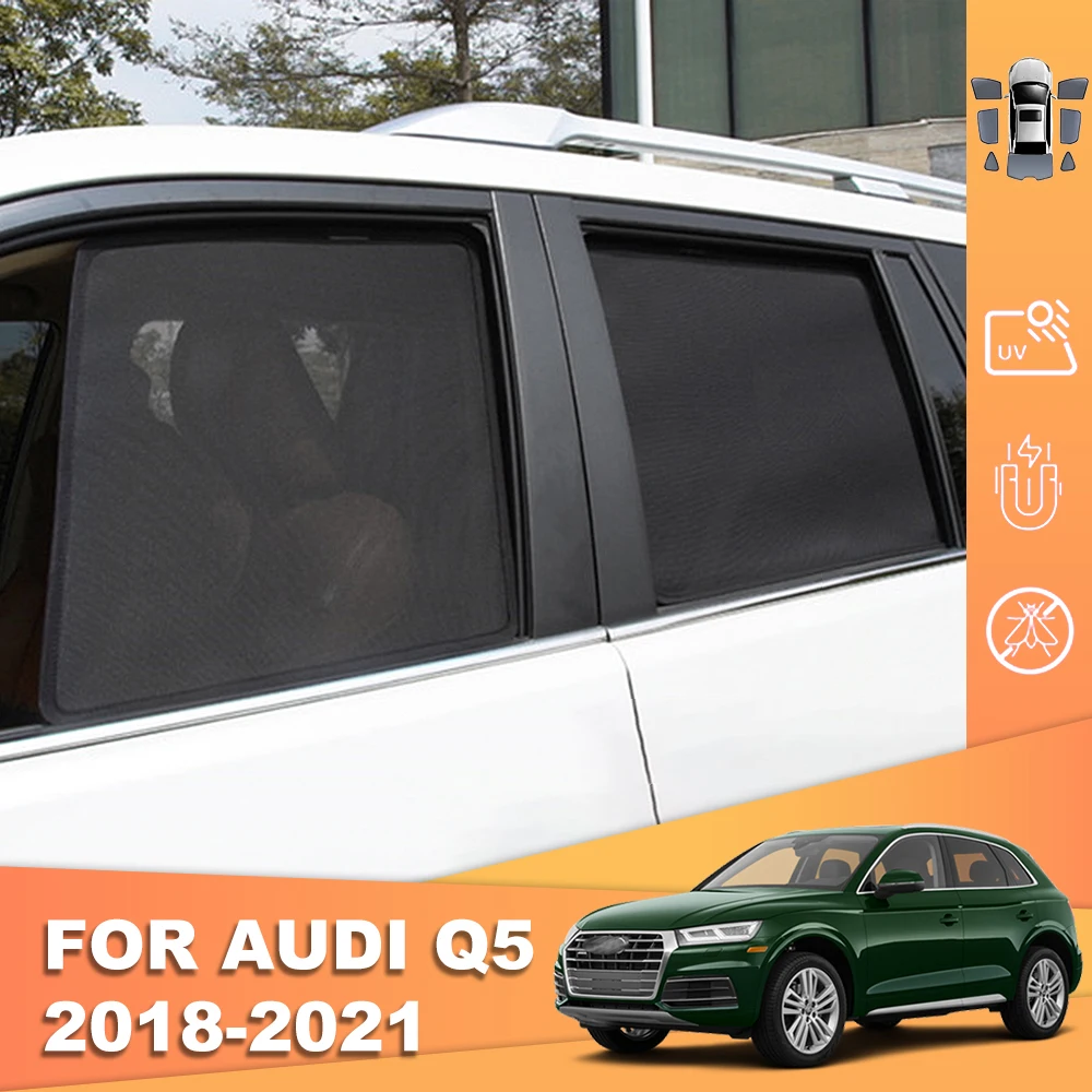 

For Audi Q5 80A SUV 2018-2024 Magnetic Car Sunshade Front Windshield Curtain Cover Rear Side Baby Window Mesh Sun Shade Visor