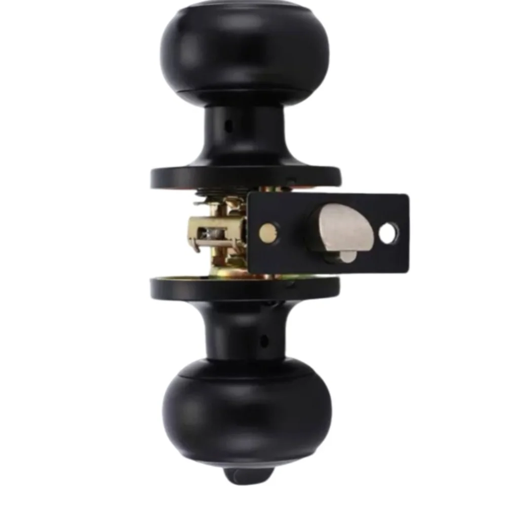 Interior Door Knob 2 Pack Matte Black Keyed Entry Style for Bedroom Bathroom and Home Office with Quiet Operation