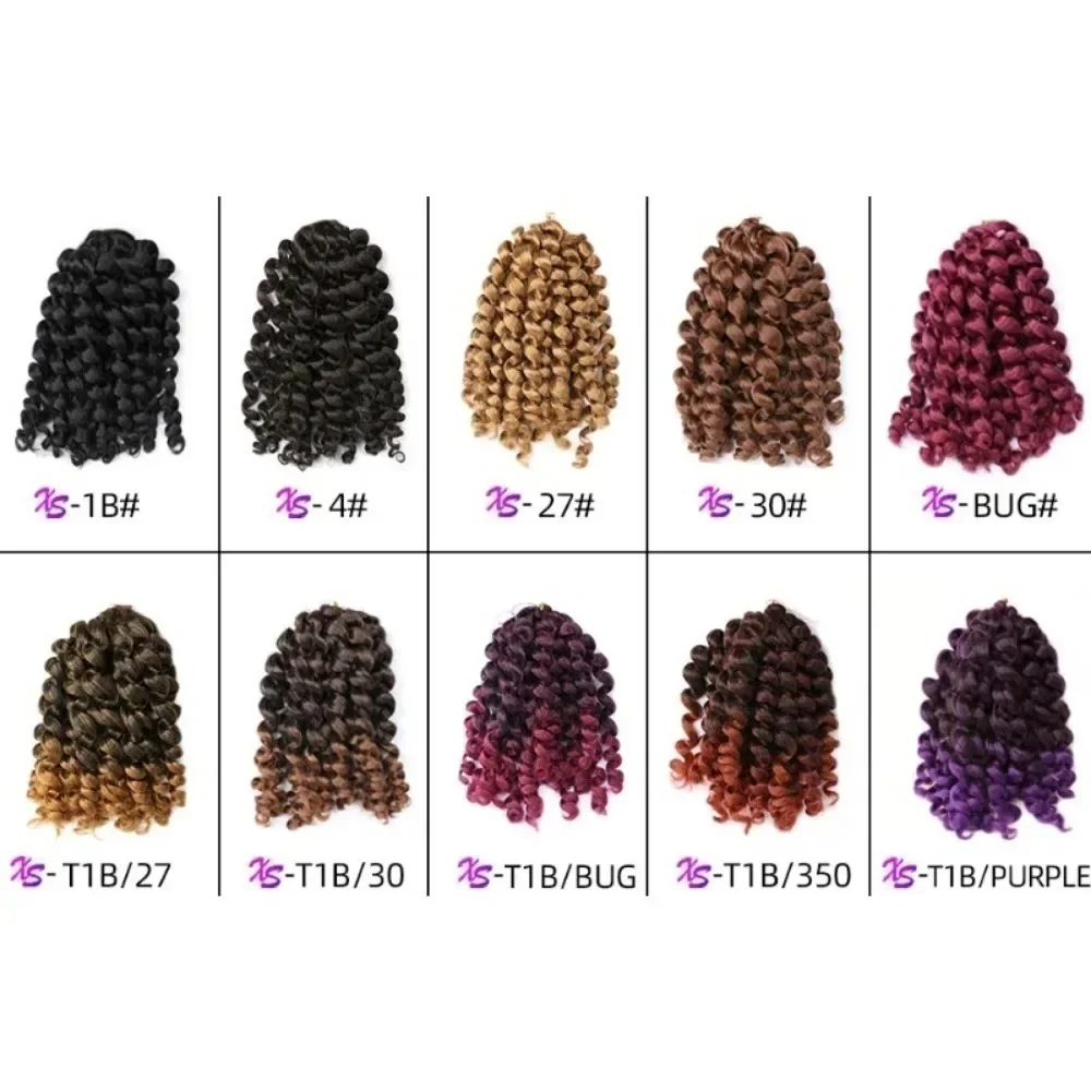 Synthetic Ombre Braiding Hair Jumpy Wand Curl Crochet Braids Hair Extension Jamaican Bounce Curly Hair 8IN 80g 20Strands/Pack