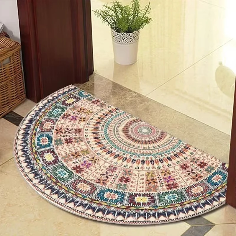 VIKAMA Mandala Semi-Circular Blanket Yoga Room Healing Floor Mat Facecloth Office Entryway Entry Door Blanket Home Decoration