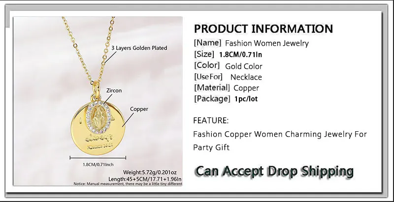 MHS.SUN Vintage-Halsketten mit kubischem Zirkon und Jungfrau-Maria-Anhänger, vergoldet, runder Anhänger, Choker-Ketten, Schmuck, Geschenk für Damen und Herren – Detail 15