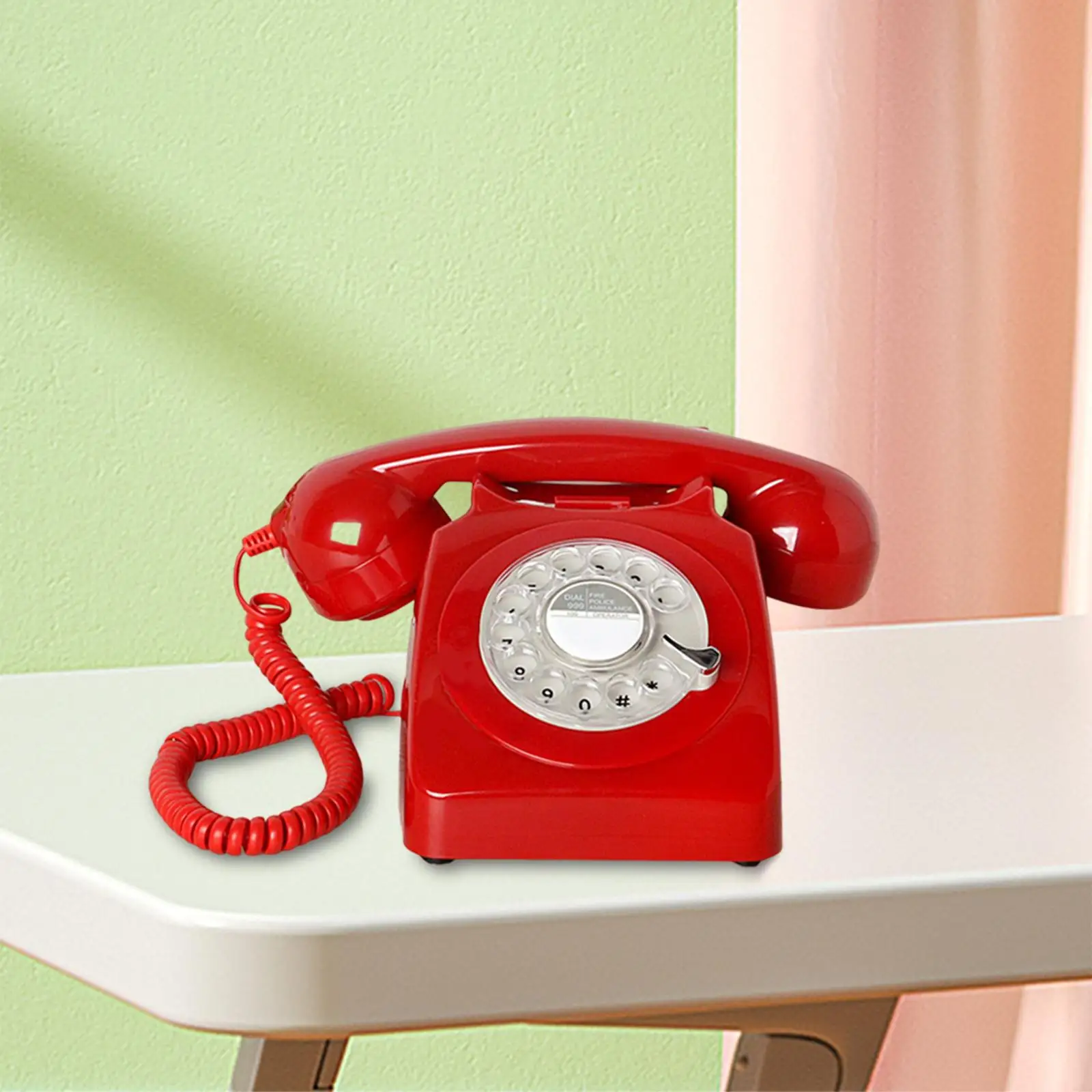 Retro Rotary Dial Telephone with Redial From the 1980s, Retro Wired Landline for Home Office Antique Desk Phone Landline