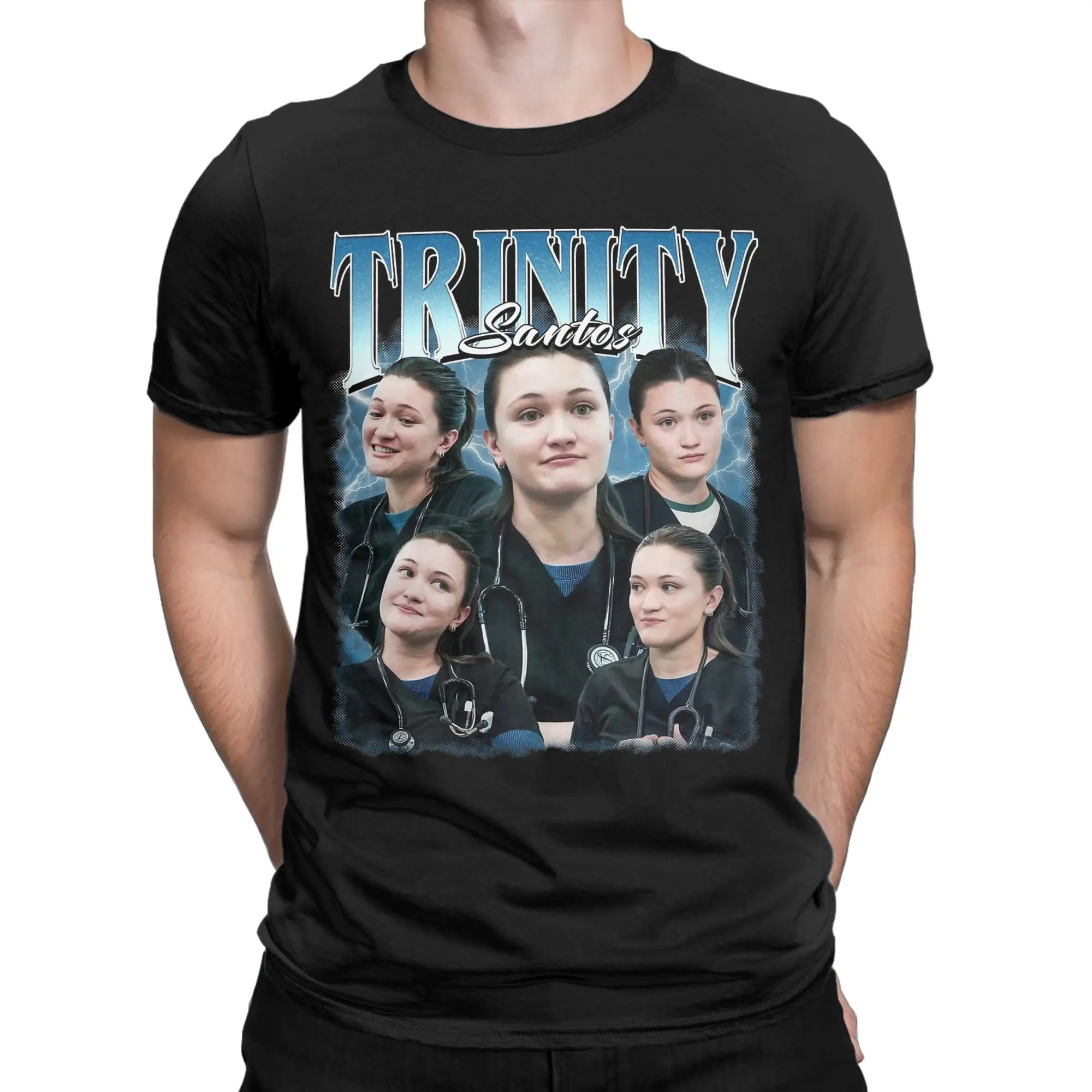 Trinity Santos Bootleg The Pitt Tv Show T Shirt Men's  100% Cotton T-Shirts Round Neck  Tees Short Sleeve Clothes Classic