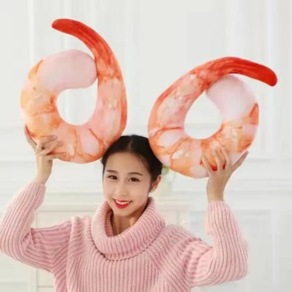 40cm Creative Simulated Shrimp Cotton Peeled Prawns U Neckpillow Shrimp Cushion Pillow Practical Sleeping Lunch Break Supplies view 6