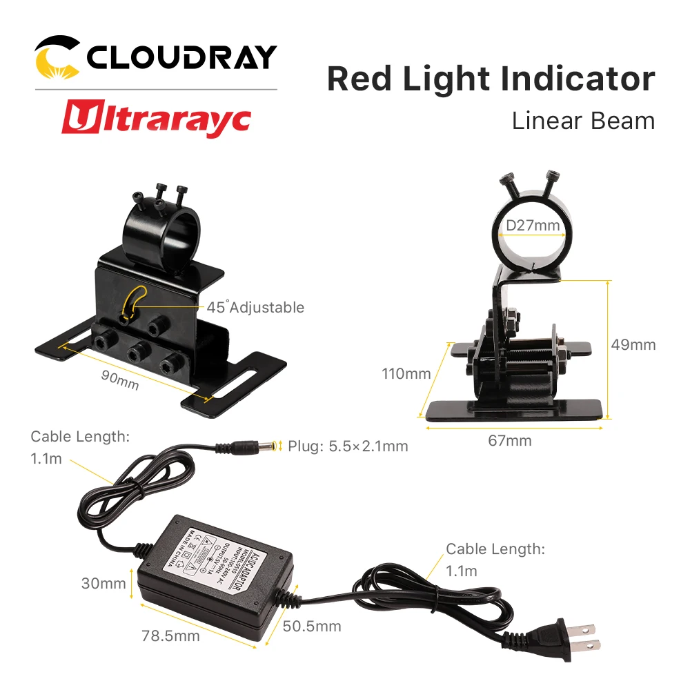 Ultrarayc Linear Red Light Indicator 650nm&635nm Adjustable Laser Module Locator 100mW&1-5mW & 5-10mW for Fiber Marking Machine
