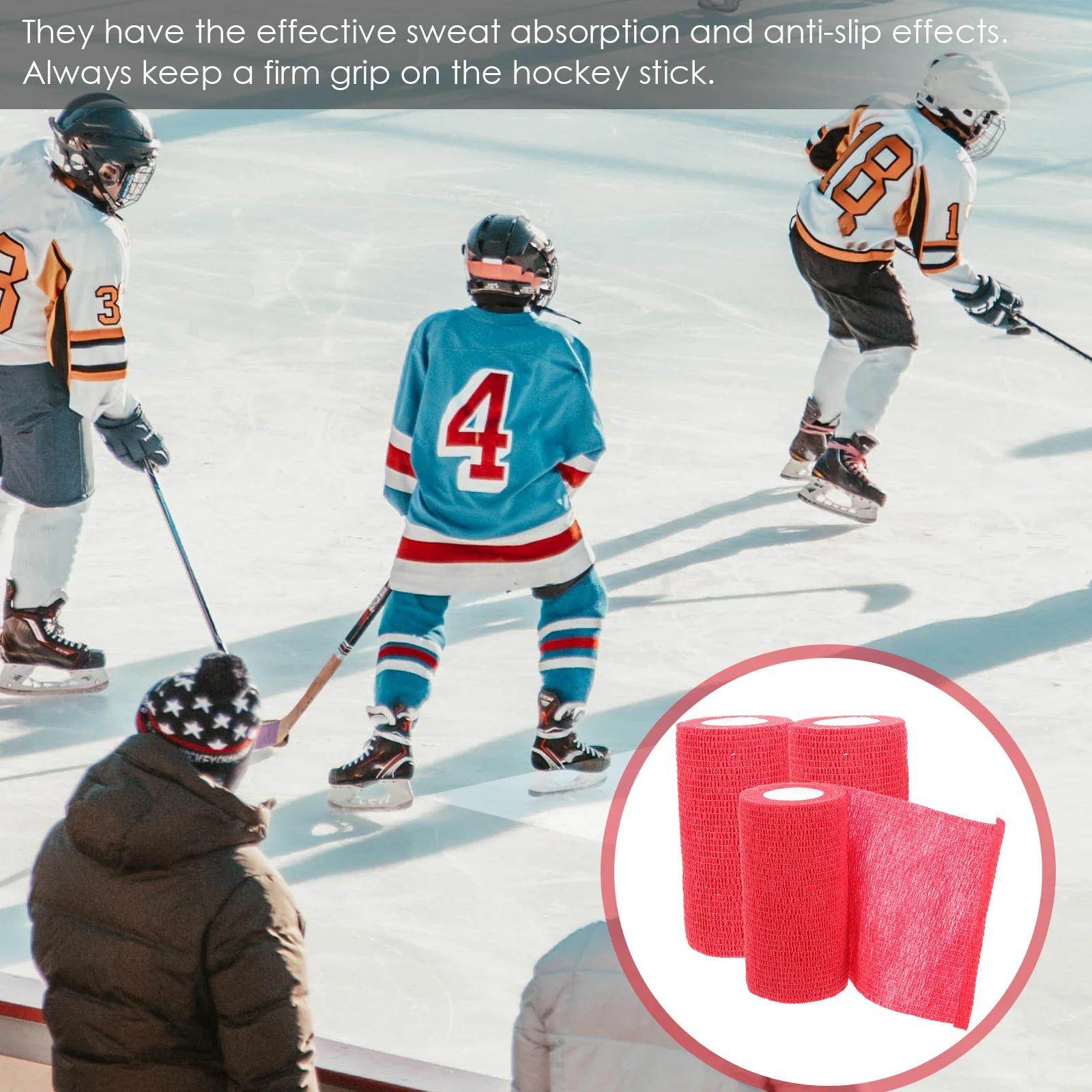 

3 Rolls Hockey Stick Tape Racket Tapes Elastic Racket Grip Tapes for Outdoor Sports Wear-Resistant Tennis Bat Replacement Wraps