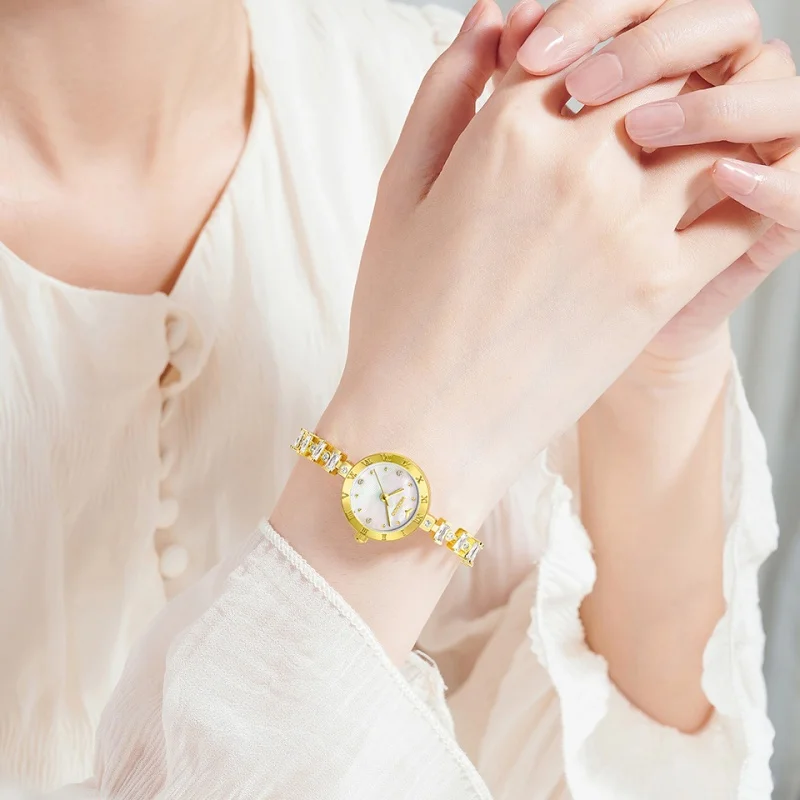Elegant Women's Minimalist Bracelet Watch Dainty Quartz Waterproof Alloy Chain for School Office Holiday Gift
