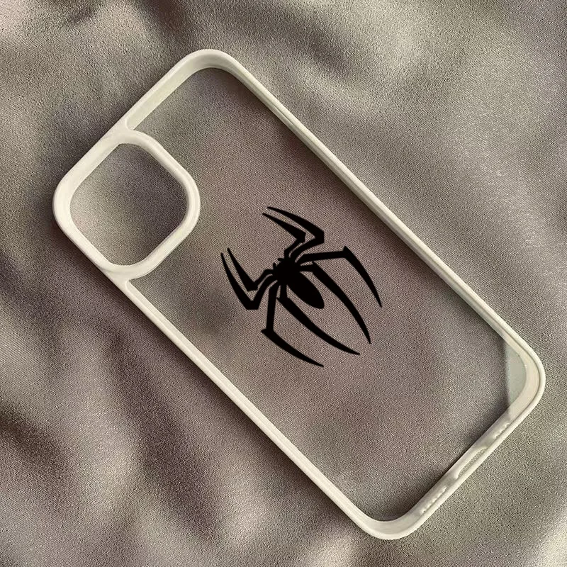 Bat Spider Pattern Clear Phone Case For iPhone 16 17 15 14 11 Pro Max 13 12 MINI 17 Air 7 8 SE2 Shockproof Hard Cover