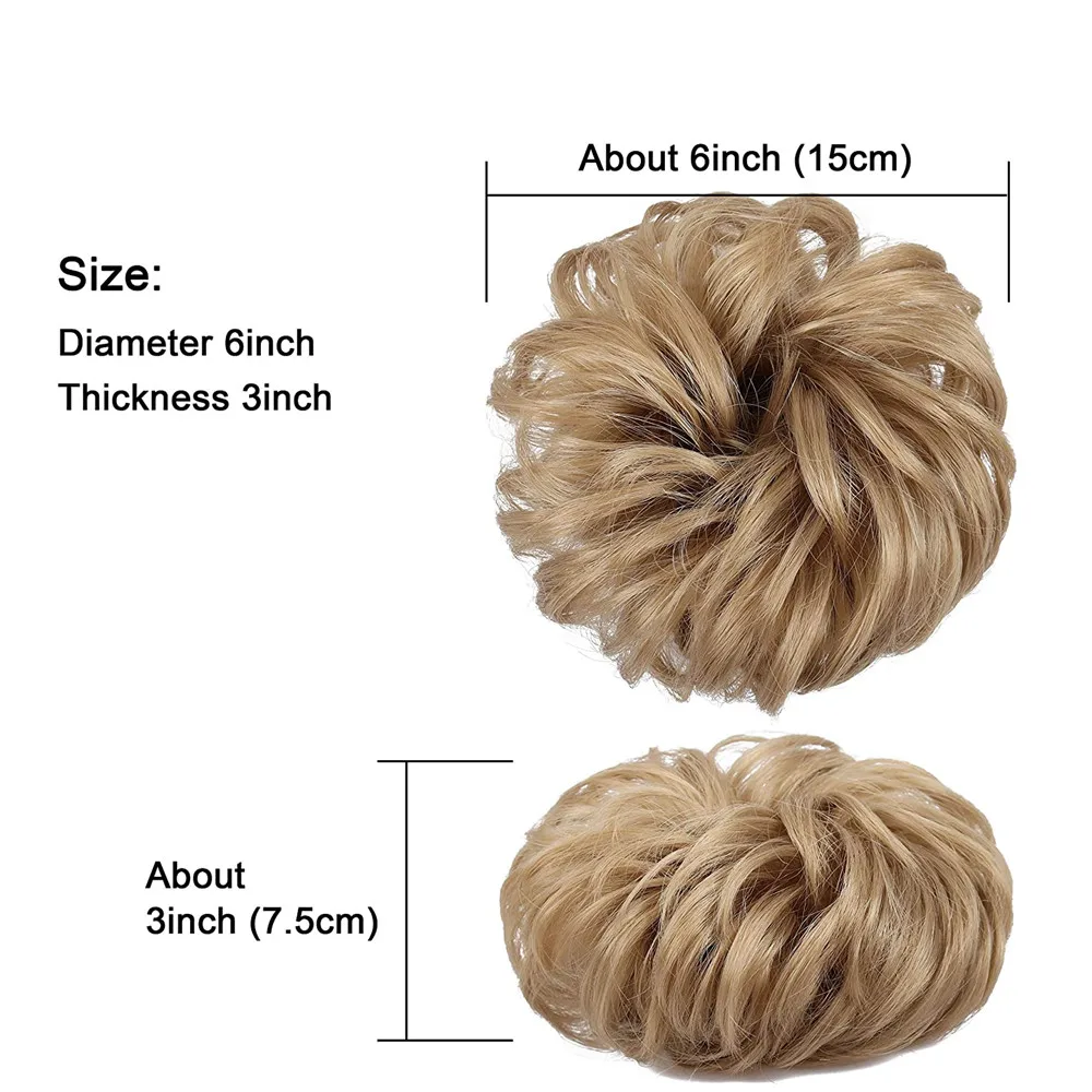 Synthetic Hair Bun Wig Donut Wavy Elastic Rubber Scrunchie Hair Pieces Ladies Ponytail Hair Extension Curly Wrap