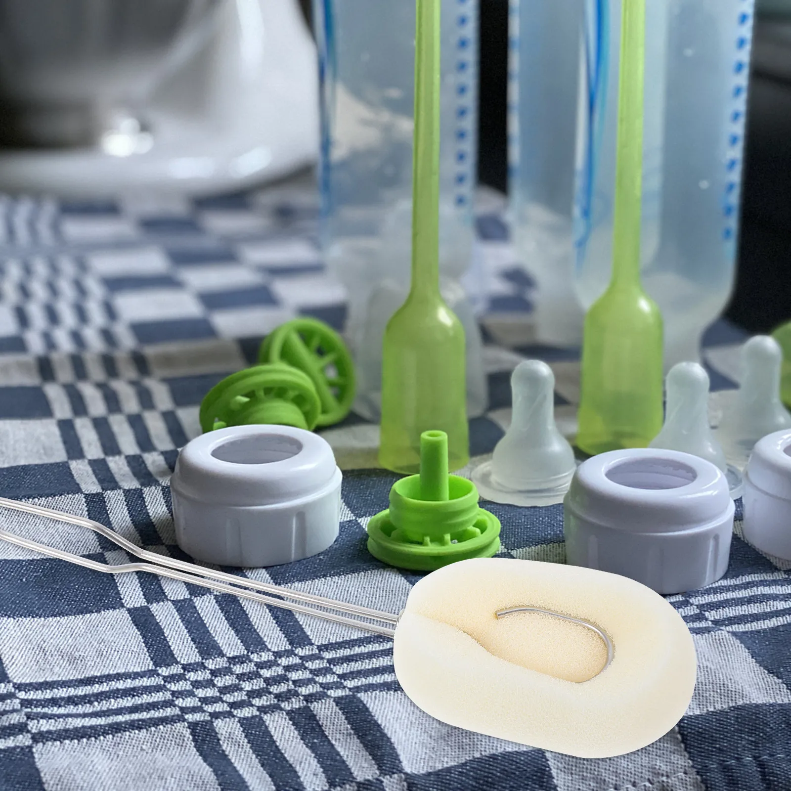 2Pcs Premium Bottle Brush Set Silicone Grip Handle for Baby Feeding Bottles Glass Cups Water Bottles Cleaning Milk Residue