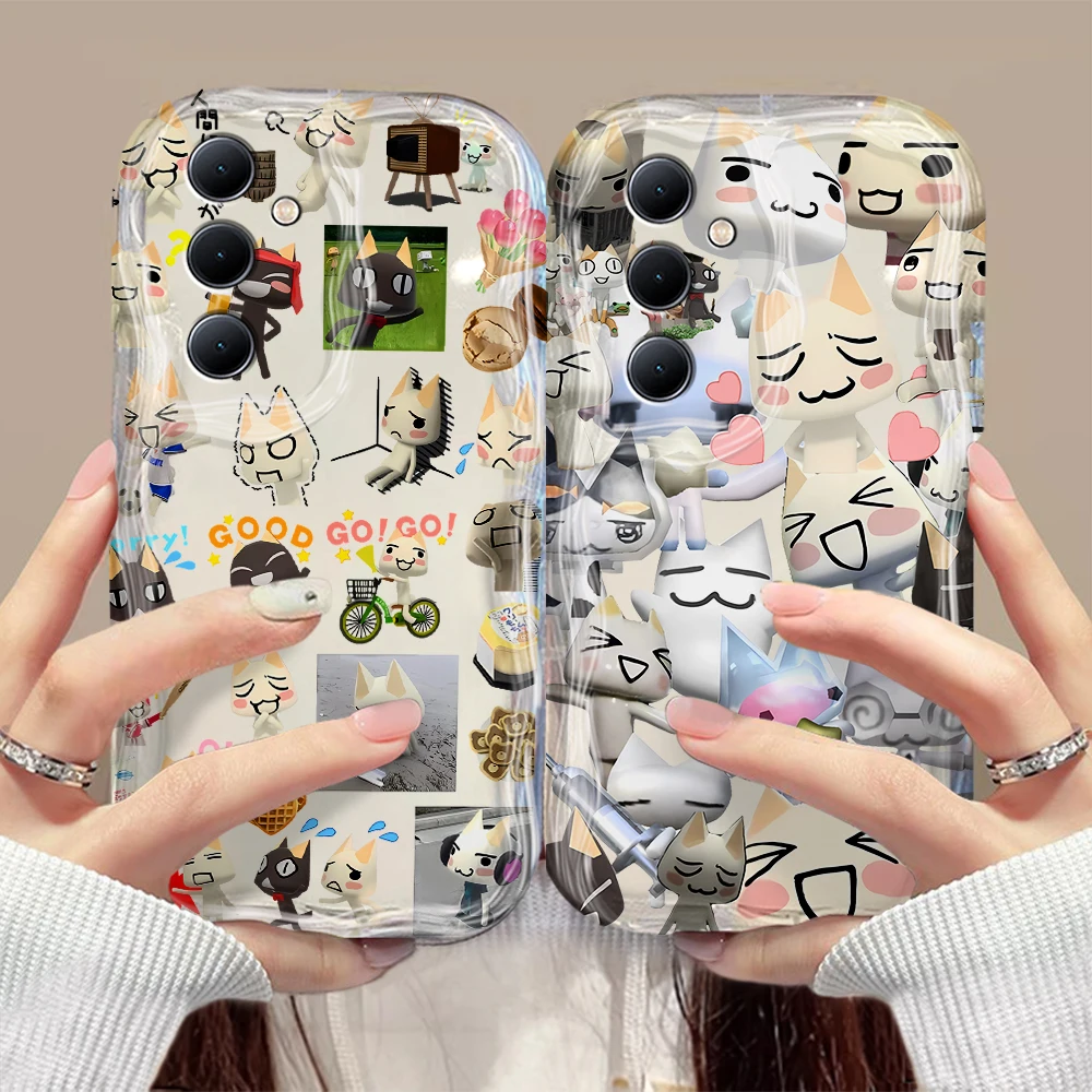 Funny Cute Toro Inoue Cat 3D Wave Case For Samsung A73 A72 A71 A55 A54 A53 A35 A34 A33 A25 A24 A23 A15 A14 A05 A04 4G 5G Cover