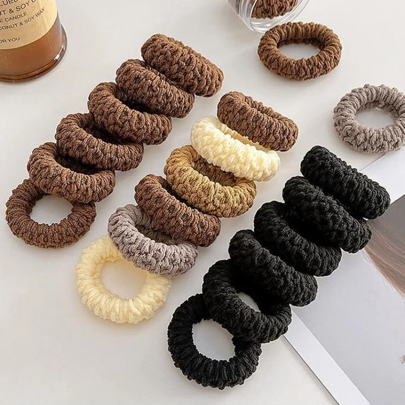 

6 шт./лот резинки для волос, высокоэластичные прочные резинки для волос - бесшовные, толстые вязаные держатели для хвоста разных цветов