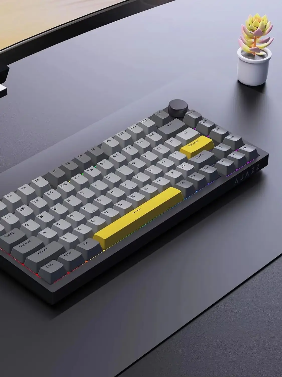Ajazz AK820 Kabelgebundene Mechanische Tastatur mit CNC-Drehregler, 81 Tasten Gasket-Montage, Hot-Swap, Hintergrundbeleuchtung, für PC/MAC