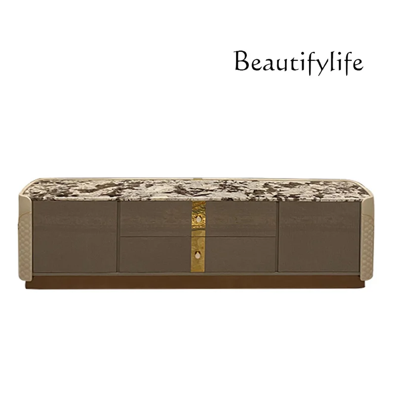 

Nordic Minimalism Natural Luxury Stone TV Cabinet Italian Style Light Luxury Villa Suite High-End Audiovisual Cabinet