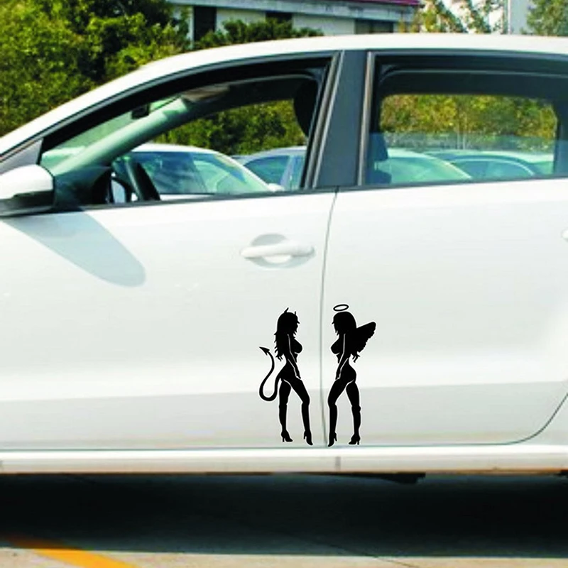 Reflective Angel And Devil Stickers Sexy Car Stickers Car Beauty Stickers