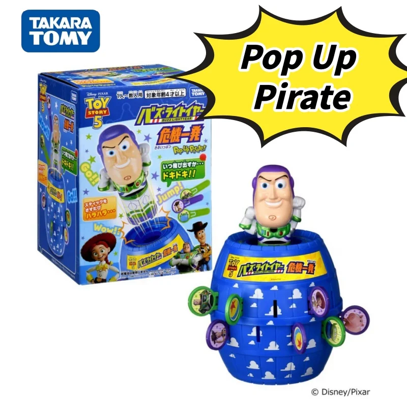 

Tomy Toy Story 5 Buzz Lightyear Tricky Pop Up Barrel 'Pop Up Pirate'Interactive Tabletop Board Game Family Party Entertainment