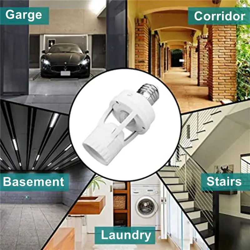 4PC E27 Motion Sensor Light Switch 100-240V Motion Detector Base Lamp Holder With Light Control Smart Switch Bulb Socket