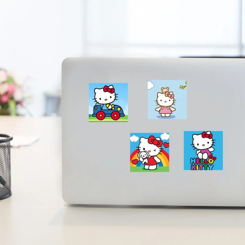 63 pezzi adesivi per bambini simpatico cartone animato Hello Kitty decalcomanie giocattoli per ragazza laptop Kawaii estetica decorazione anime adesivo per bambini regalo