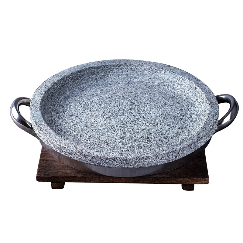 Plato de Piedra Natural para Bibimbap, Plancha Coreana para Asar, Plato de Piedra para Freír Carne, Tazón de Piedra para BBQ