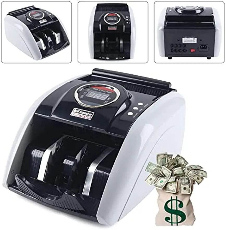 Money Counter Automatic Bill Counter High Speed Banknote Counter with LED Display for Euro Dollar Pound Professional Bill Counte