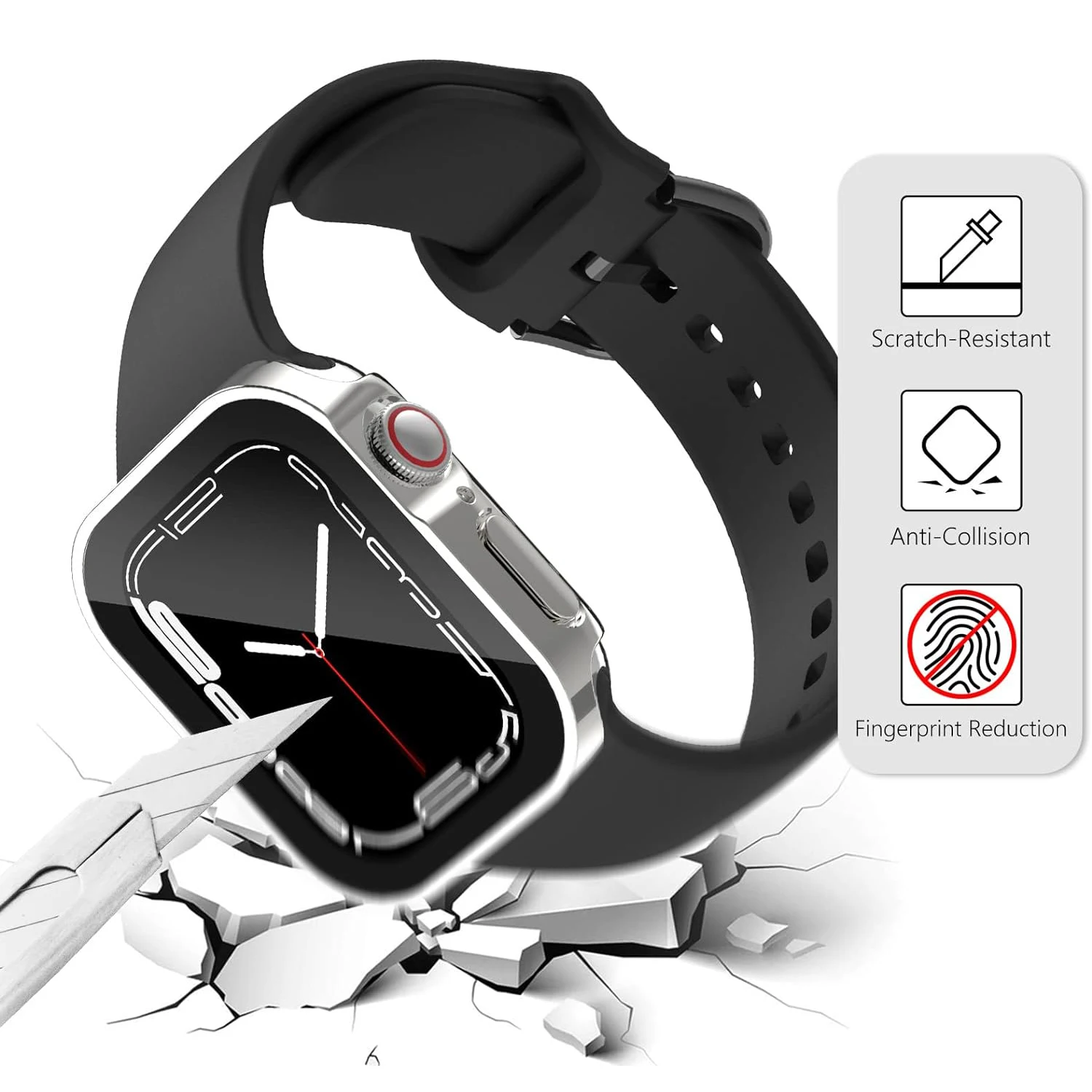 Glass+Cover for Apple Watch Ultra 2 49mm case 45mm 41mm 44mm 40mm Tempered Screen Protector Protective iWatch series 7 8 9 SE 6