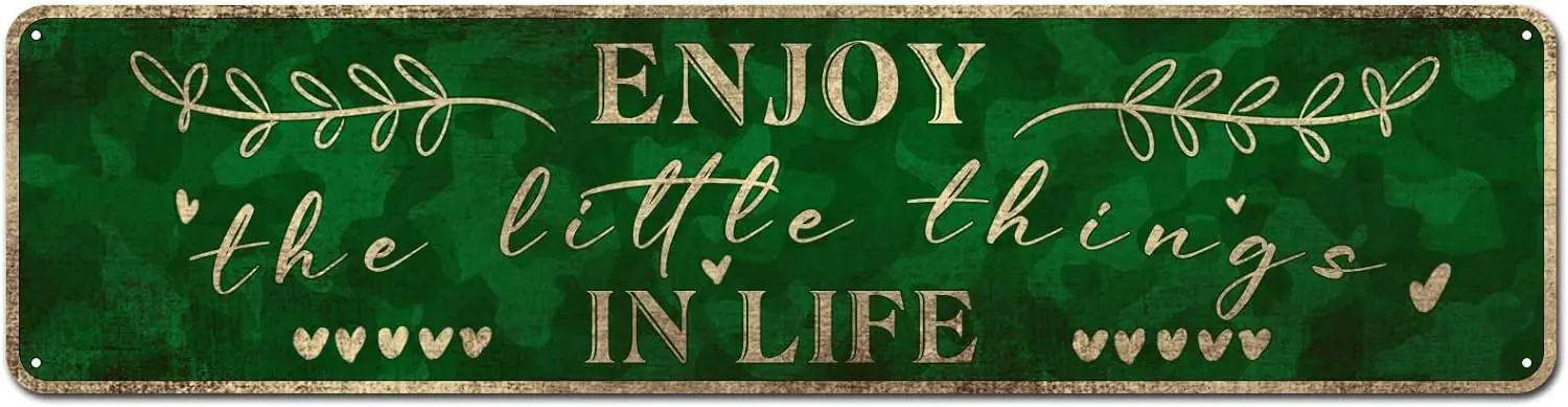 Enjoy The Little Things In Life Introduction Wall decoration, decorative rustic style tin listing for living room bedroom outdoo