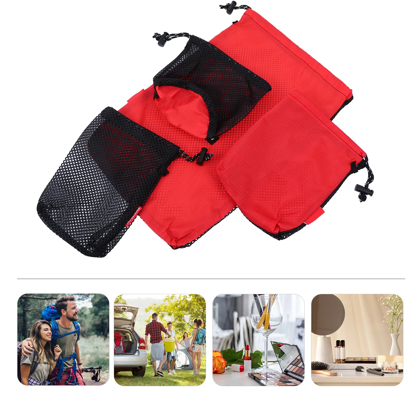 

5Pcs Mesh Drawstring Storage Bag Oxford Cloth Lightweight Traveling Organizer Pouch Portable Clothes Sorting Storage Bag